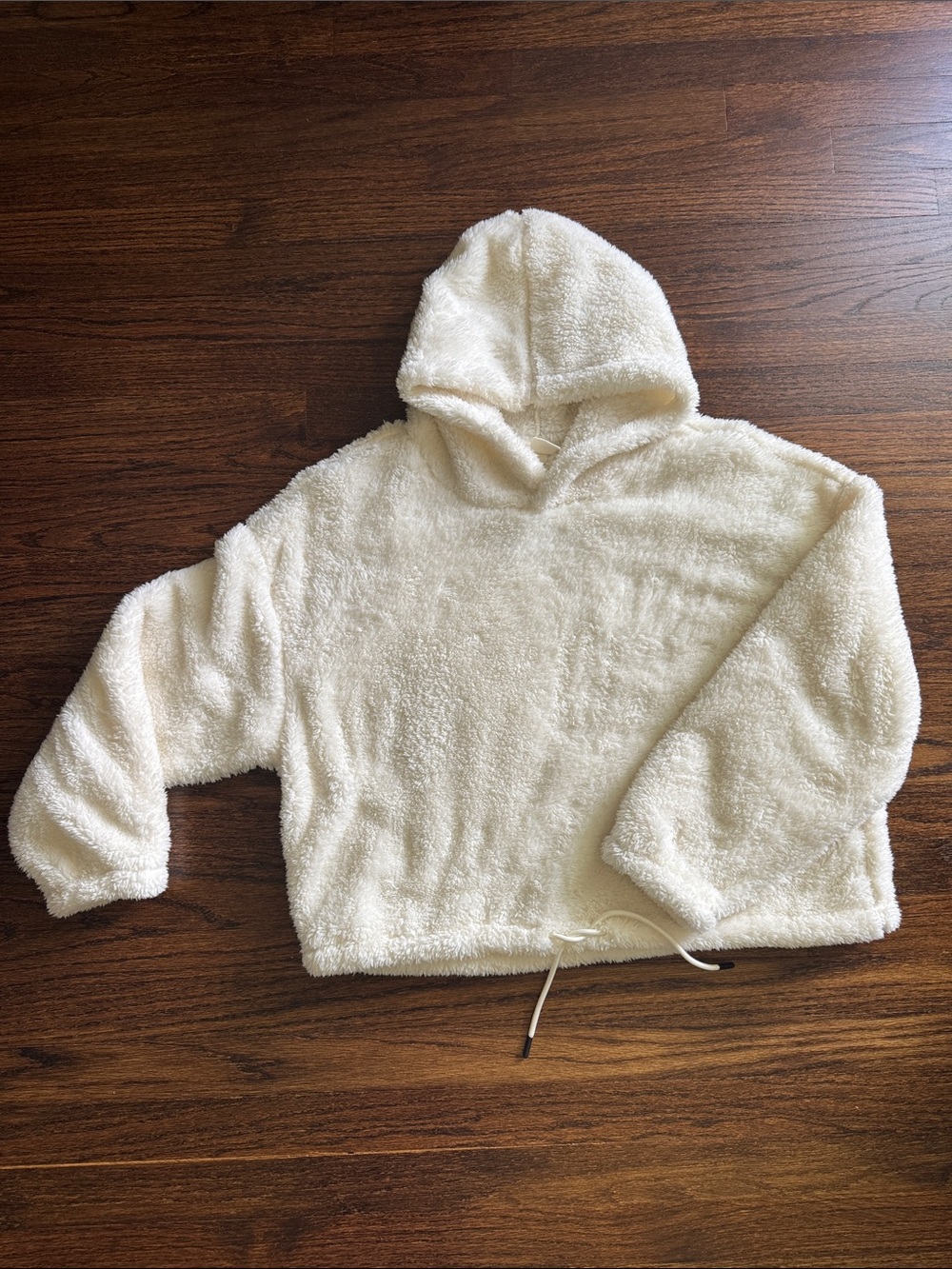 H&M White Plush Hoodie Sweater for Women